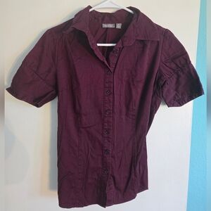 Apt. 9 Burgundy Short Sleeve Shirt Size Medium